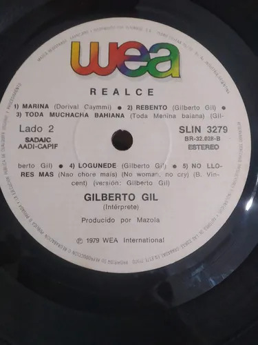 Gilberto Gil - Realce - vinilo 1979