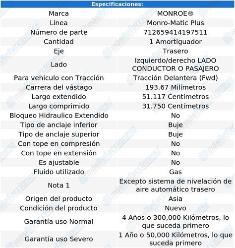 Amortiguador Monro-matic Plus Gas Izq/der Tras Relay 05-07 Foto 3