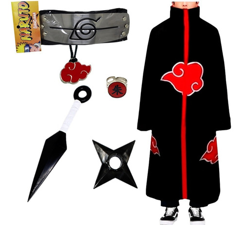 Roupa Akatsuki Naruto Kit Ninja Kunai Naruto Pronta Entrega