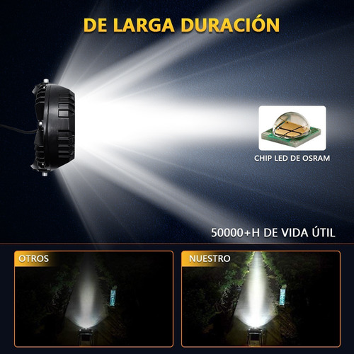 Par Faros Led Superpotente Redondo 5'' Tipo Baja Luz Blanca Foto 6