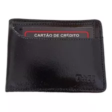 Carteira Masculina De Couro Preta Porta Cartão Rg Cnh