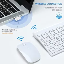 Set Teclado Y Mouse Inalambricos Usb Bluetooth Color Del Teclado White