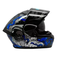 Casco Cerrado Doble Visor Half Stranded Azul /negro