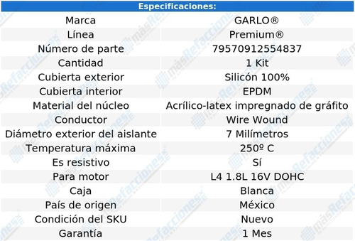 Set Cables Bujias Storm 1.8l 16v Dohc 92 Al 93 Garlo Premium Foto 2