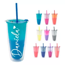 Vaso 800ml Mágico Personalizado Acrílico + Popote 