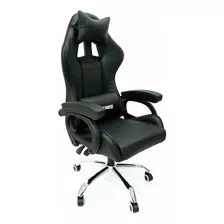 Silla De Escritorio Ideon Extreme Hunter Pro Gamer Ergonómica Negra Con Tapizado De Cuero Sintético