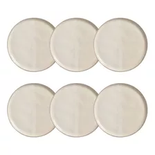 Jogo Pratos Rasos Porto Brasil Stoneware Bio Freddo Kit 6 Un Cor Creme