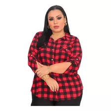 Camisa Blusa Feminina Xadrez Plus Size Viscolinho