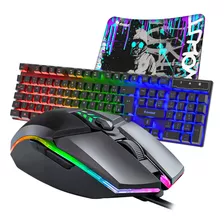 Kit Teclado Gamer Semi Mecânico Mouse Gamer Rgb + Pad Brinde