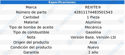 Bomba Aceite Rexite Rm-158 Geo Metro Lsi 1.3l 4cil 95-96 Foto 2