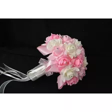 Ramo Quinceañera Novia Rosas Color Rosa Claro 25cm Xv Boda