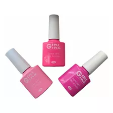 Kit 3 Esmalte Em Gel Rosa 9g Para Cabine Led/uv Cores Barbie