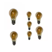 Kit 7 Lâmpada Led Bulbo Retrô Vintage Filamento A60 B.quente