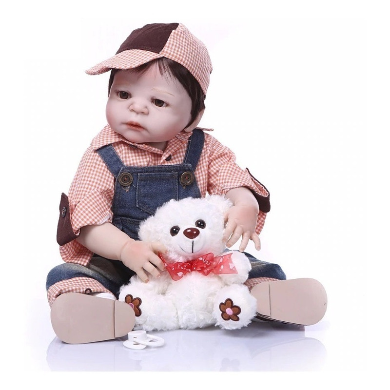 Bebe Reborn Menino 100% Silicone 57 Cm - Biel