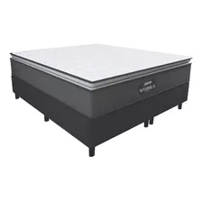 Cama Box Casal Queen Colchão Molas Maximus 158cm Cinza/preto Cor Cinza/branco