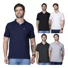 Kit 5 Polo Camisas Piquet Masculina Malha Premium Heyju Prom