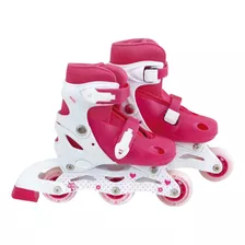 Patins Roller Row Infantil Rosa Regulável Tamanhos Mor Kids