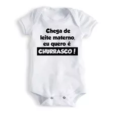 Body Bebê Branco Frase Chega De Leite Materno Ref 39