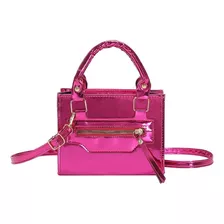 Bolsa Metalica Crossbody Cuero Vegano Para Mujer Dama Correa