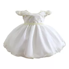 Vestido Menina Off White Infantil Batizado Daminha Casamento