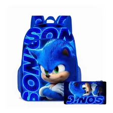 Mochila Niños Sonic + Estuche Material Con Diseño |dyshopnow