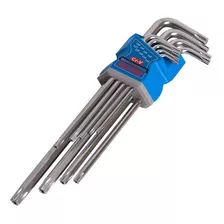 Juego 9 Llaves Allen Torx Medidas T10 - T50 Largas Fixtec