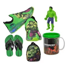 Tênis Infantil Led Hulk Novo + Chinelo Caneca Mochila Boneco