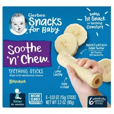 Gerber Snacks Palitos Para La Dentición Sabor Plátano 6unid