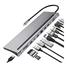 Dockstation Hub 12 Em 1 Hub Usb C 2x Hdmi 4k Mac Dell Lenovo