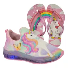 Tênis Led Infantil Feminino Unicórnio Amyrose Sonic+ Chinelo