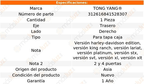 Moldura Para Tapa Caja Tra Der Ford F-150 09/14 Tong Yang Foto 2