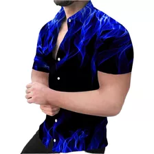 Camisa Casual De Manga Corta Con Llama 3d For Hombre