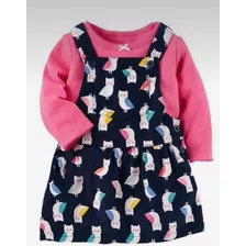 Set Carters 2 Piezas Vestido Jumper Y Remera Manga Larga