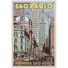 Poster Vintage Av. Sao Joao - Sao Paulo 30x45 Plastificado