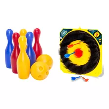 Kit Jogo Brinquedo Infantil Dardos Alvo Certo C/ Boliche 