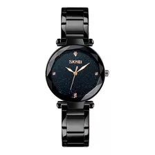 Reloj Mujer Skmei 9180 Acero Minimalista Elegante Clasico Color De La Malla Negro
