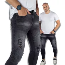 Calça Jeans Skiny Slim Masculina Elastano Top Estica Muito