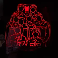 Lámpara Led 3d Bts K-pop Rgb Táctil Bangtang Boys 7 Colores