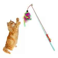 Varinha Cat Pena Gato Brinquedo Interativo Vara Divertida Cor Elástico Pena E Guizo 31 Cm