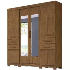 Guarda Roupa 6 Portas 4 Gv Com Espelho Aracaju Castanho Wood