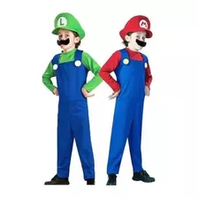 Fantasia Infantil Super Mario Bros Luxo Mario Luigi Masculin