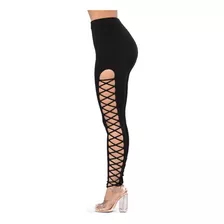 Nova Calça Feminina Com Legging Lateral Com Bandagem Cruzada