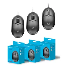 Kit 03 Mouse Óptico Simples Básico Multilaser Valor Atacado