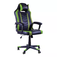 Silla De Escritorio Seats And Stools Fire Gamer Ergonómica Negra Y Verde Con Tapizado De Cuero Sintético