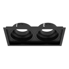 Interlight Il-4717-pm Spot Embutir Preto Duplo Recuado 2x Dicroica 