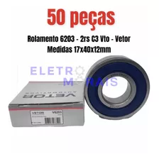 Kit 50 Peças Rolamento 6203 - 2rs C3 Vto - Vetor 17x40x12mm