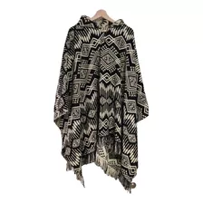 Poncho Artesanal Alpaca Invierno Con Gorro #20