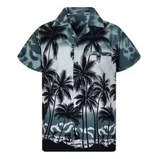 Camisa Hawaiana De Manga Corta Para Hombre Con Botones Estam