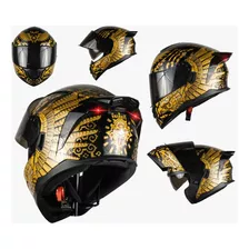 Casco Moto Abatible Kov Zero Guerrero Azteca Aguila + Luz 