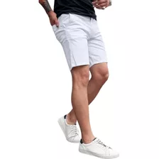 Bermuda Hombre Corte Chino Short Slim Gabardina Elastizada